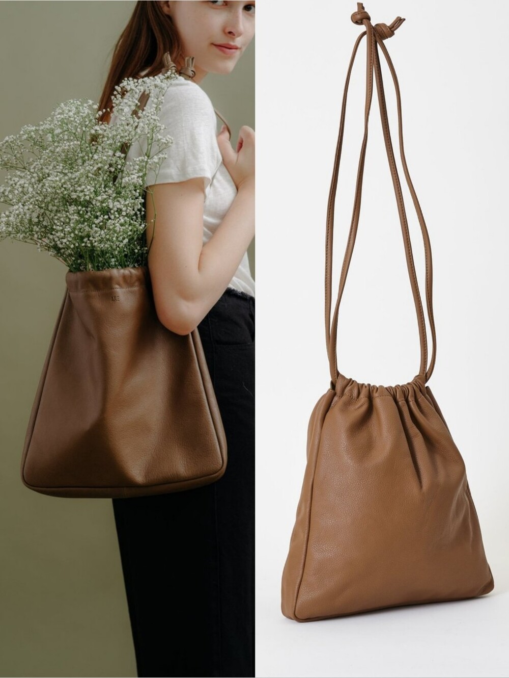 ARE Studio Cortina Drawstring Bag Toffee Brown